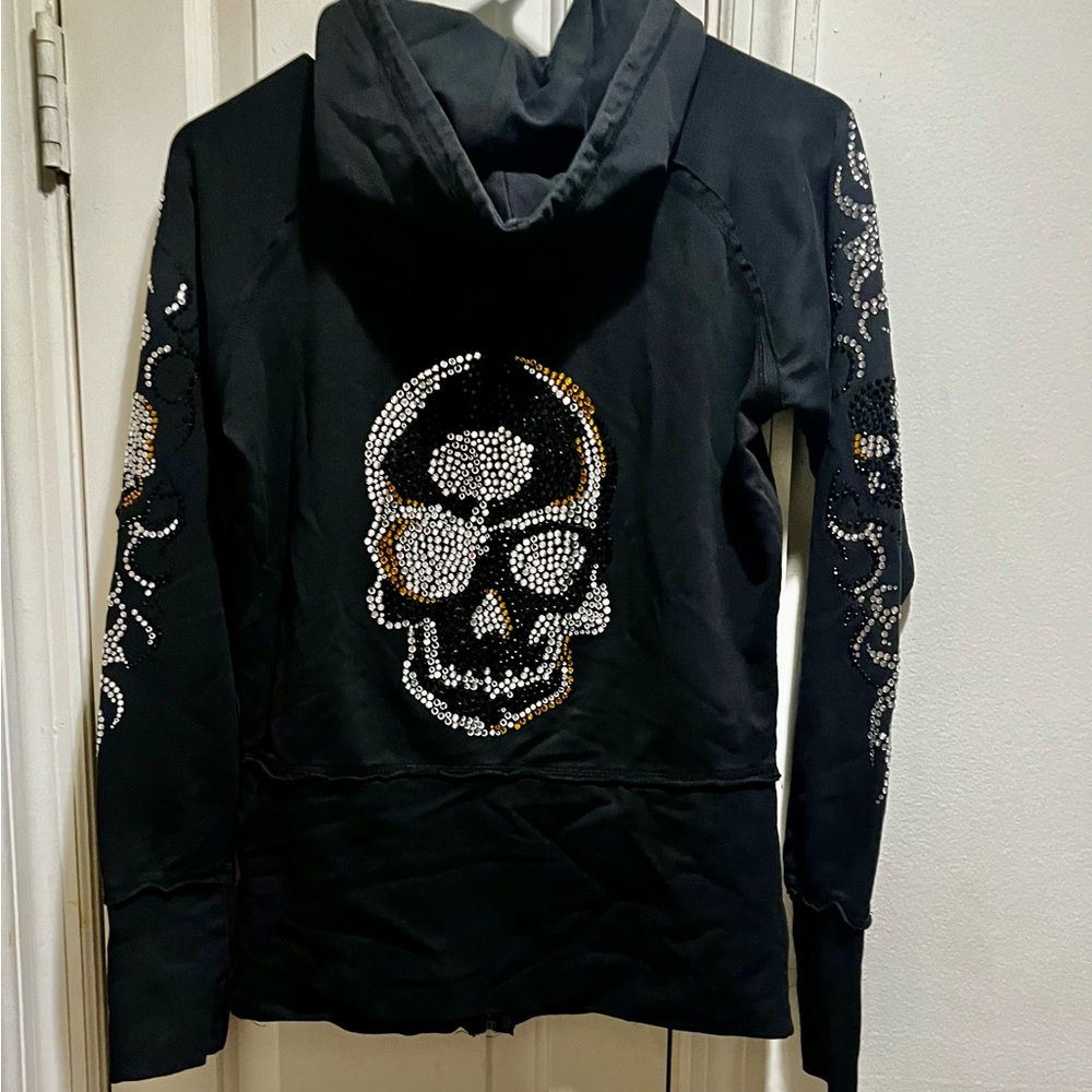 Do Denim Skull head💀 sweatshirt with bling and hoodie